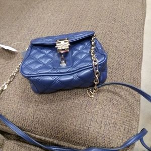 Banana republic quilted blue mincrossbody Chain Link Straps purse woman leather